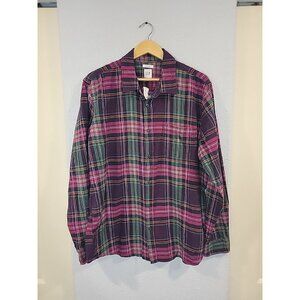 GAP UNTUCKED Flannel Men's XL Button Down Shirt Green Plaid Long Sleeve NEW